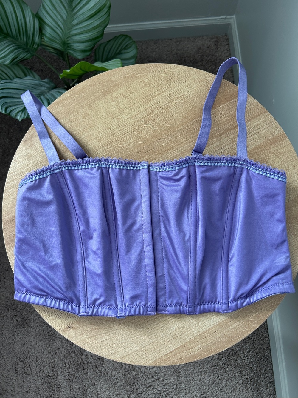 Lavender Satin Bustier Crop Top